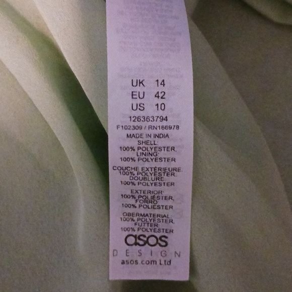 ASOS Maternity Off-the-Shoulder, Ruffled High-Low Dress in Light Green, Size 10 - Picture 12 of 16